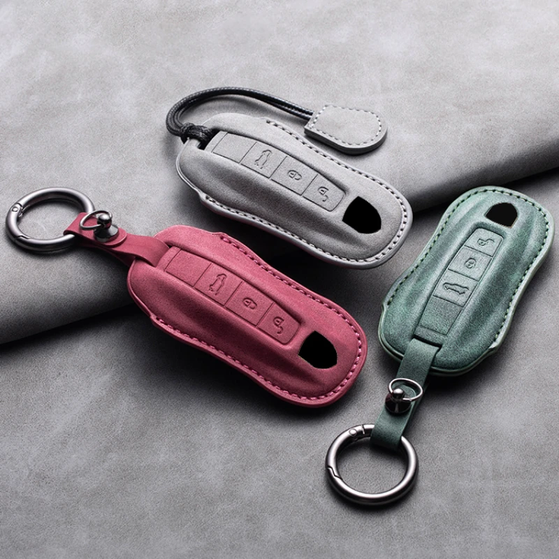 Leather Car Key Cover Case Shell for Porsche Panamera Carman Macann  Cayenne 911 970 981 991 996 Keychain Key Accessories