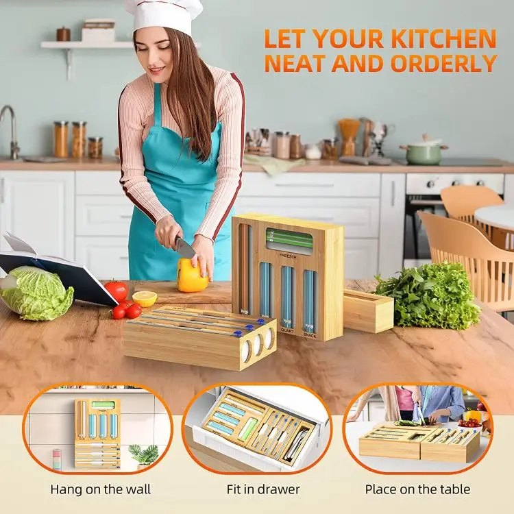 Durable Versatility Ziplock Bag Storage Organizer For Kitchen Plastic