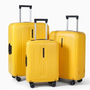 Bubule Cheese Yellow PP Polyester Carry-On Luggage Trolley Bags Double Universal Silent Wheels Aluminum Trolley System TSA Lock