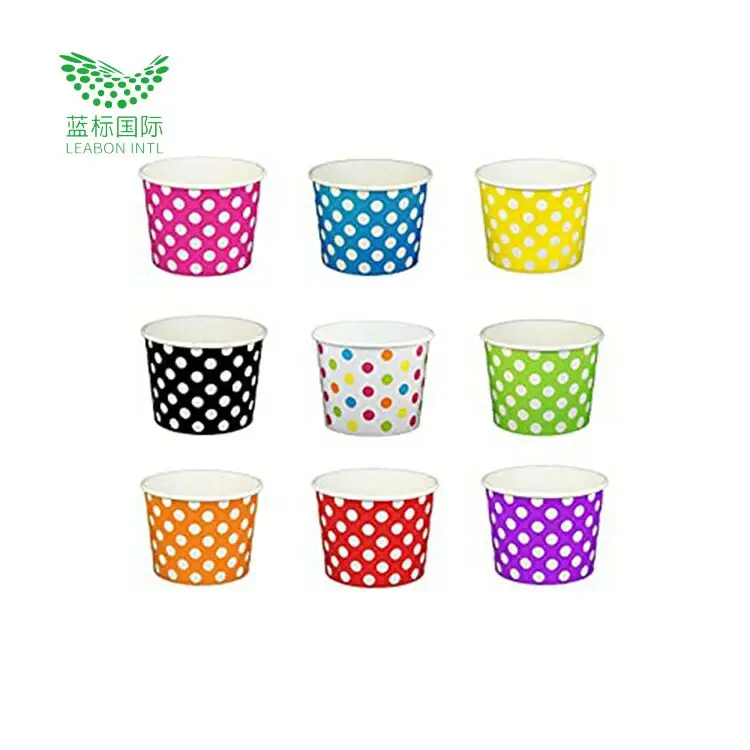 Juvale 50-Count Paper Ice Cream Sundae Cups, Yogurt Dessert Bowls, Rainbow Polka