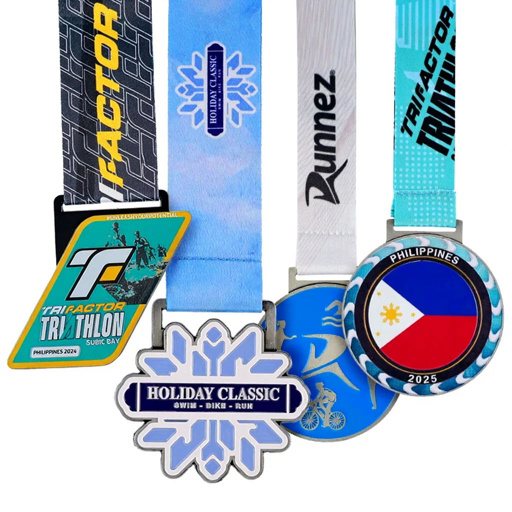 Medalha Personalizada de Esporte Ironman com Fitas, Medalha de Premiação de Triatlo em Esmalte 3D de Alta Qualidade, em Liga de Zinco