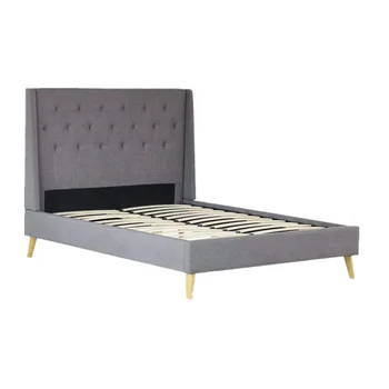 Durable hotel wood bed frame with velvet fabric frame
