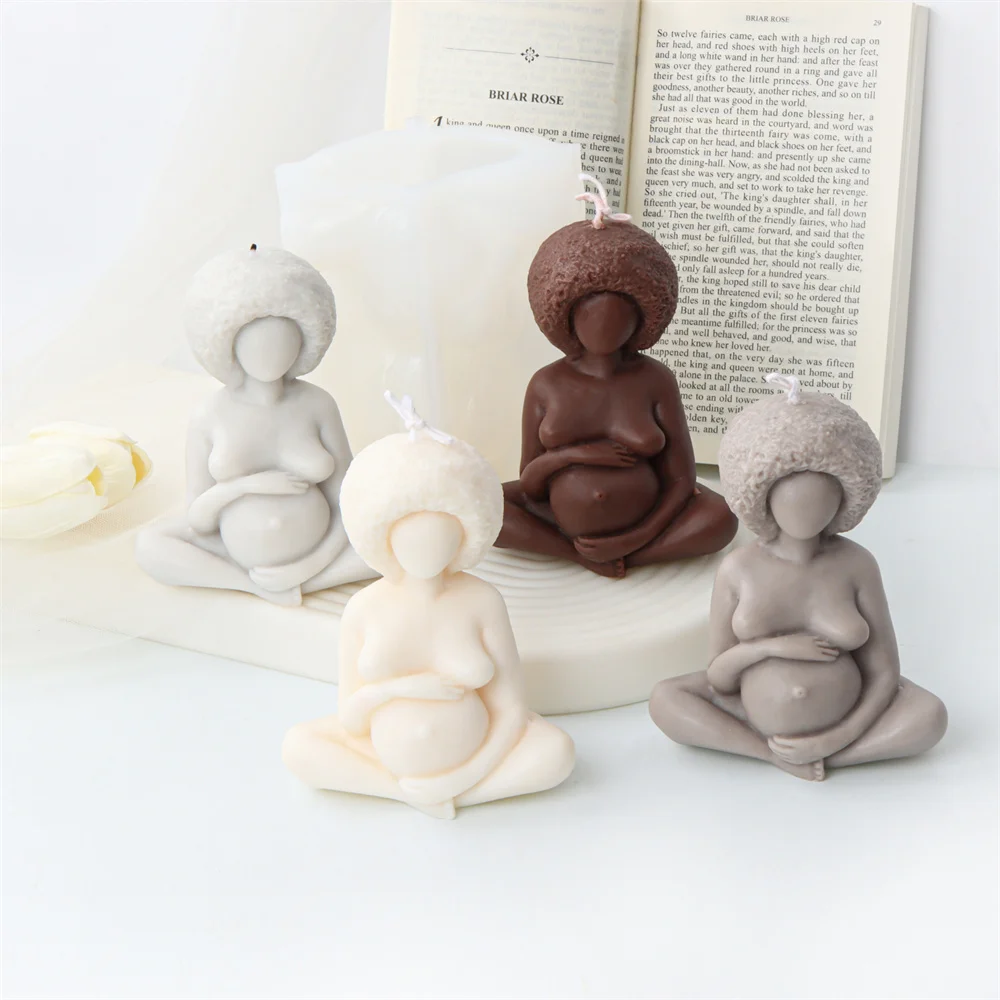 Pregnant Woman Mother Moon Candle Mold Silicone Craft Woman Meditating