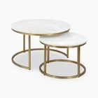 Tables Modern Modern Madison Set Of 2 Nesting Marble Brass Coffee Tables White Dining Room Furniture Customer Designs Acceptable Modern Steel Base