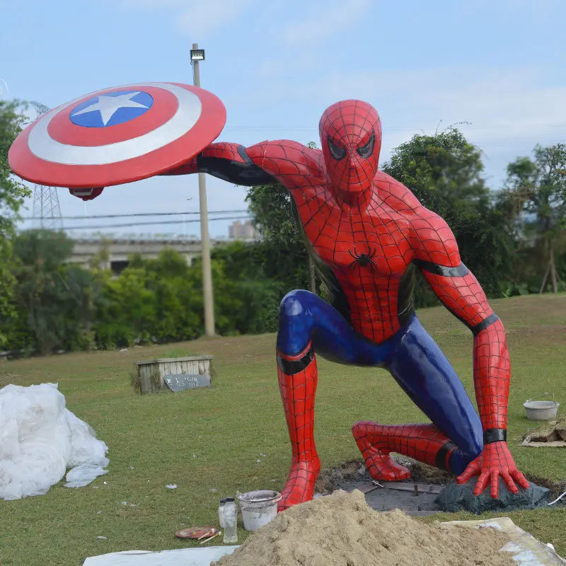 Life Size Resin Cartoon Movie Character Sculpture Fiberglass Spiderman