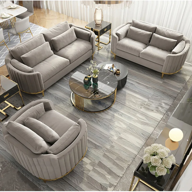 Curved Dresser Sofa Set Support Custom New Dubai Italian Luxury Living Room Furniture Home 1+2+3 Sets + Fabric Bedroom Furniture