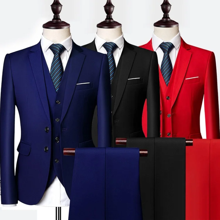 Wholesale Black Men's Two-piece Suit New Professional Business Best Man Groom Wedding Men's Suit(jacket + Pants)