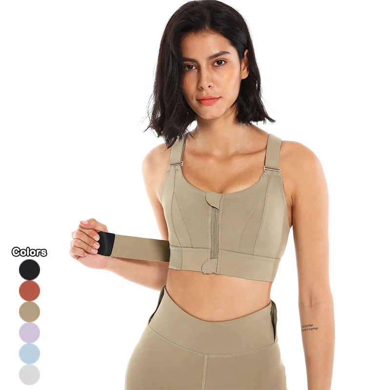 Women Sports Bras Tights Crop Top Yoga Vest Front Zipper Plus Size Adjustable  Strap Shockproof Gym Fitness Athletic Crop Tops - China Leisure Sports Top  and Sports Bra price