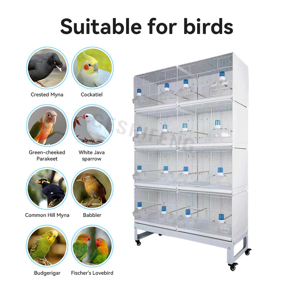 Stackable Divided Breeder Breeding Parakeet Bird Cage for Canaries Cockatiels Lovebirds Finches Budgies Parrots with Feeder Box