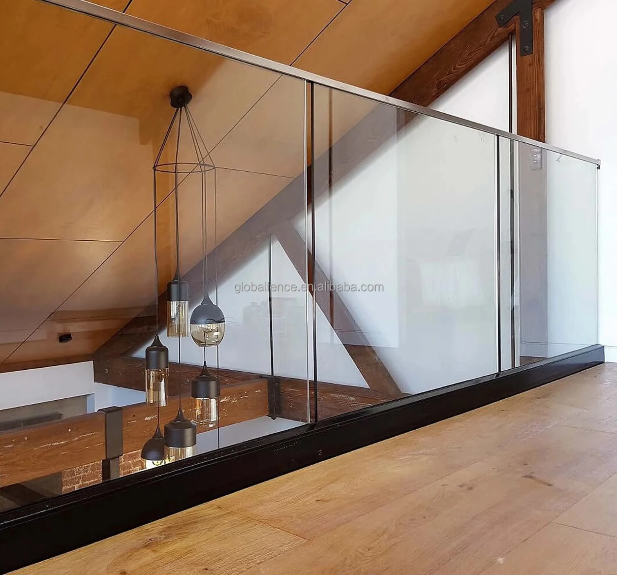 Reilbu Modern Balcony Railing Design Floor Mounted Glass With Aluminium ...