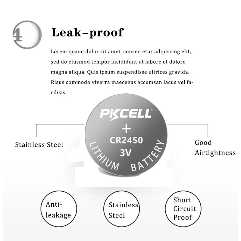 PKCELL High Capacity 600mAh Cr2450 3v Lithium Button Cell Battery Cr 2450