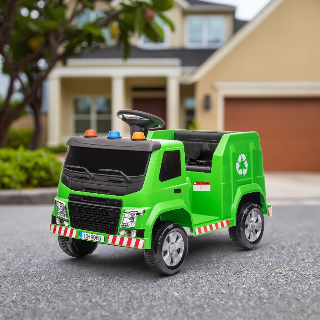 2024 New Mini Electric Garbage Truck for Kids 6v 12v Child Ride on Car  Green Battery Car