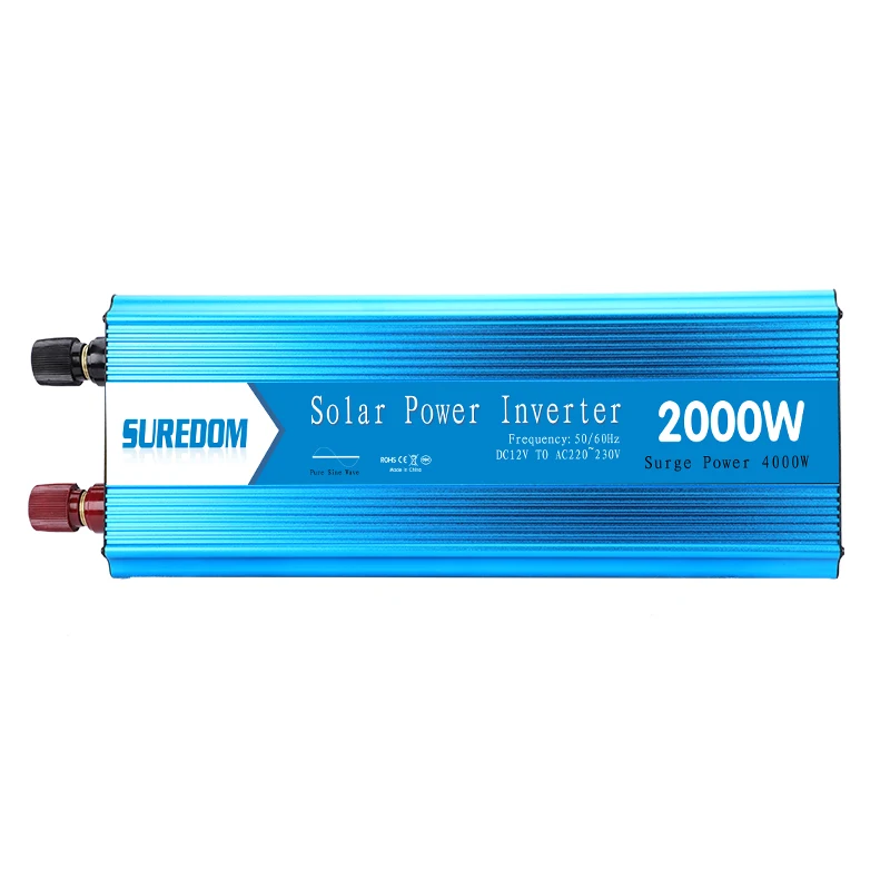 SUREDOM 2000W Pure Sine Wave Inverter DC 12V 24V to AC 220V Voltage Converter