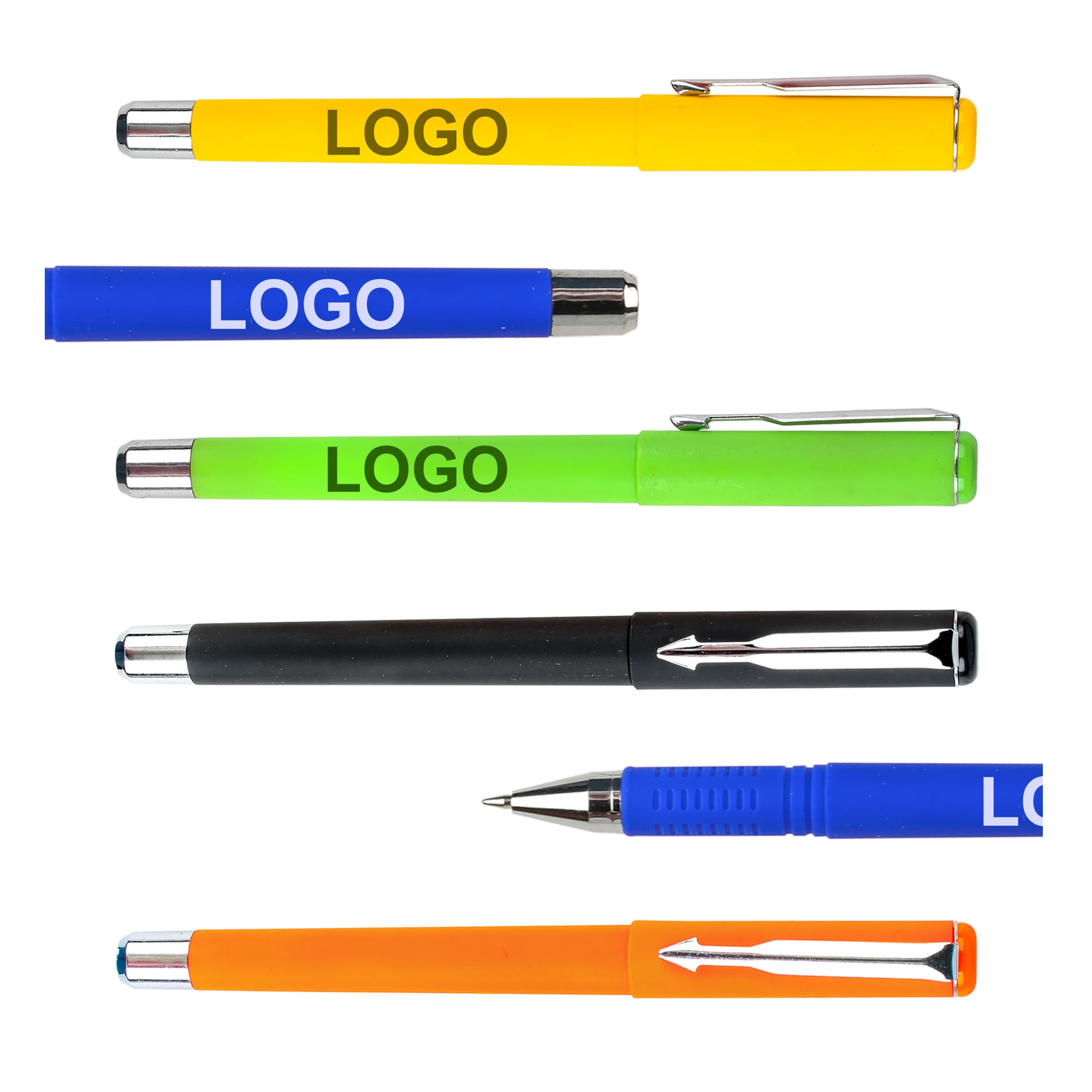 Werbe-Gelkugelschreiber aus Kunststoff mit individuellem Logo, 0,5 mm Strichstärke, weiße Tinte, farbig unbedruckt – ideal als Geschenk._voghion.com
