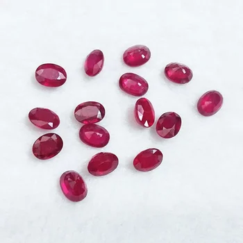 SGARIT Oval Facetted Small Gemstone For Jewelry Making 7x9 mm Natural Red Ruby Loose Gemstone