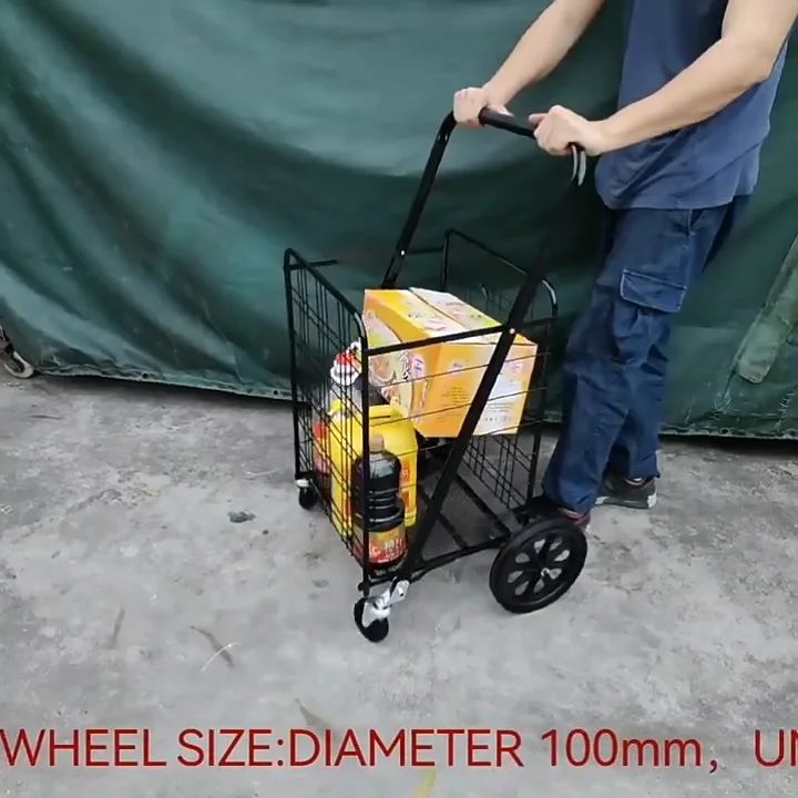 Metal Shopping Basket Portable Telescoping Household Market Carts Large