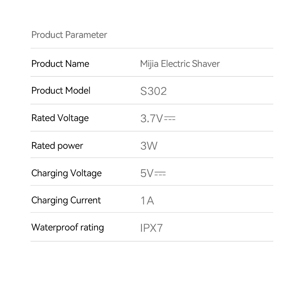 Xiaomi Mijia Electric Shaver S302 Men's Full Body Water Wash Ultra Long Endurance Portable Shaver CN Version
