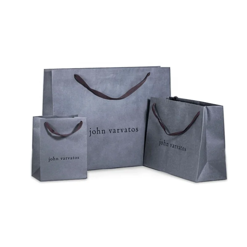 Black Shopping Kraft Customised Paper Bags Logo Printing Wholesale With