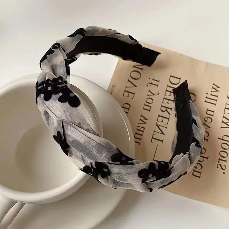 Землетрясения в винтажном стиле во французском органза витой повязка на голову женские стильные элегантные прогулки обруч для волос ретро