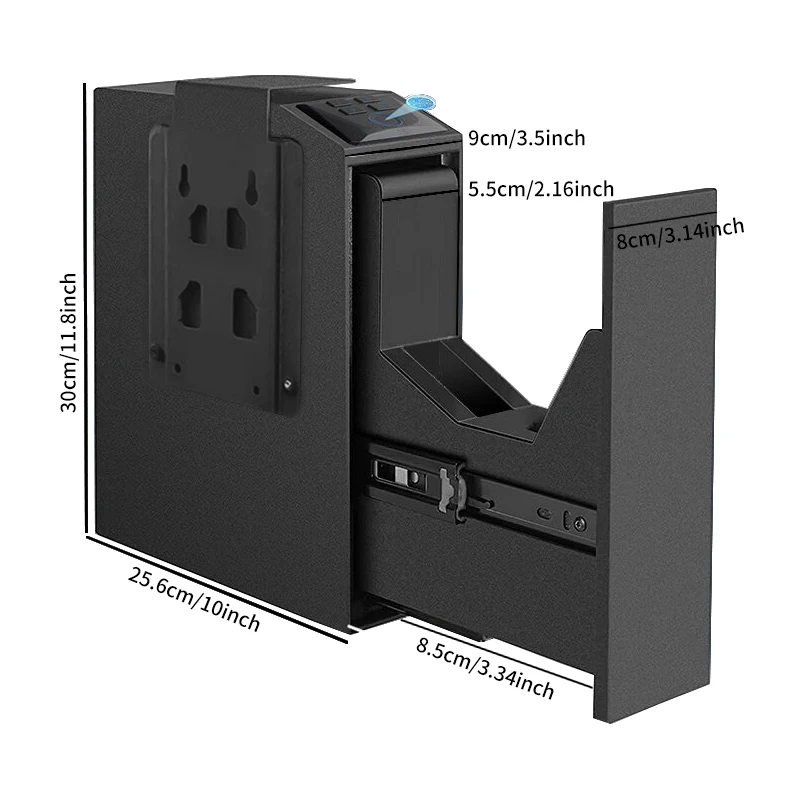 T3 New Automatic Pop-up Push and Pull Gun Safe Box with Fingerprint Password Key  for Home Office Security