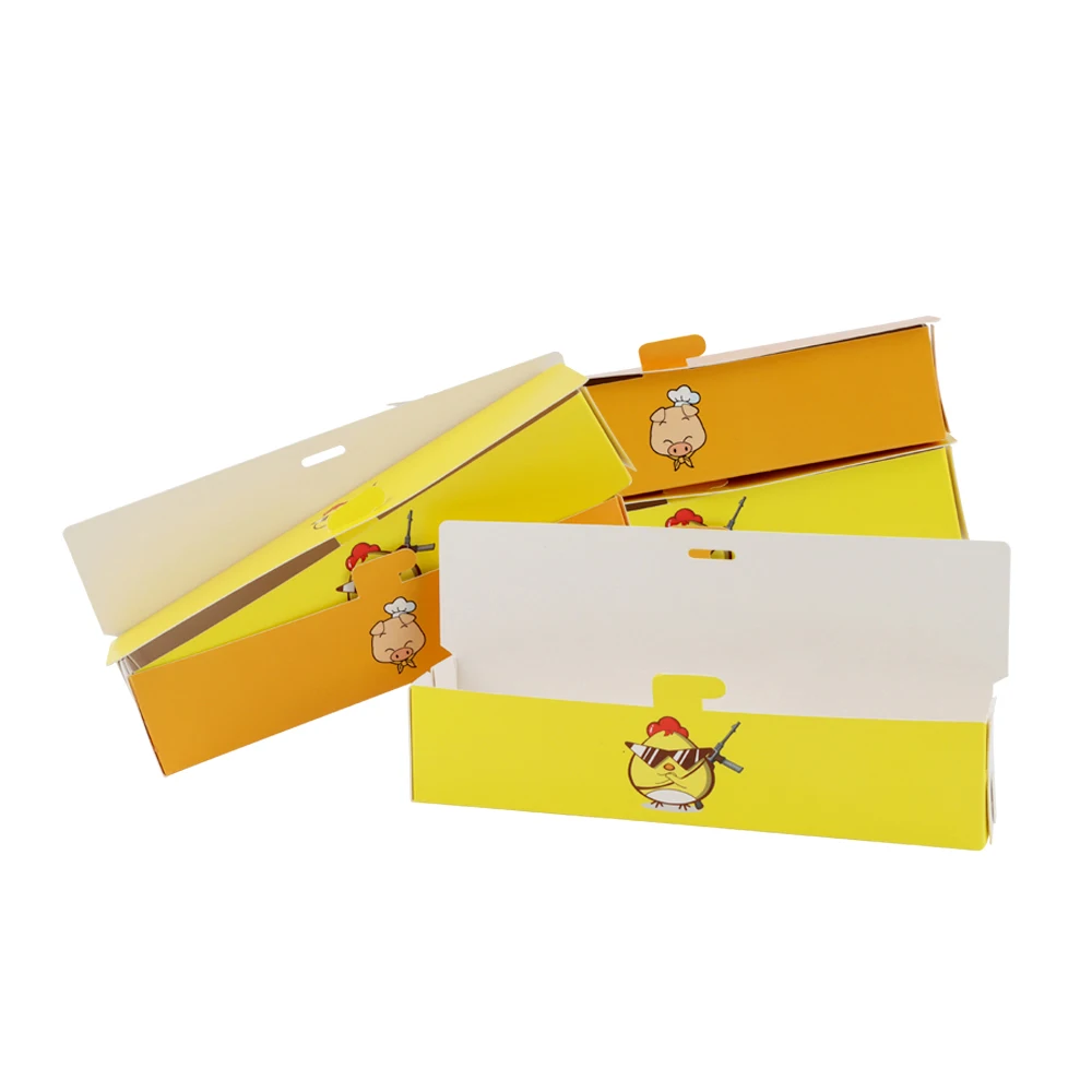 Eco Friendly Hot Dog Packaging Box Biodegradable Kraft Paper Tray for Fast Food Restaurant Burger Sandwich Takeaway