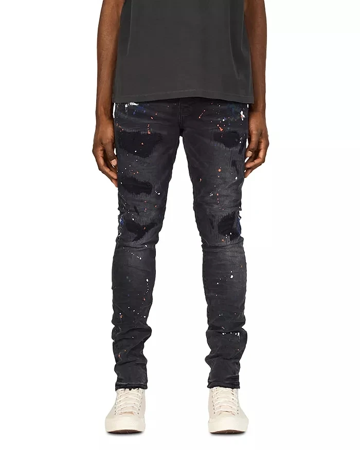 Men Skinny Fit Paint Splattered Jeans 