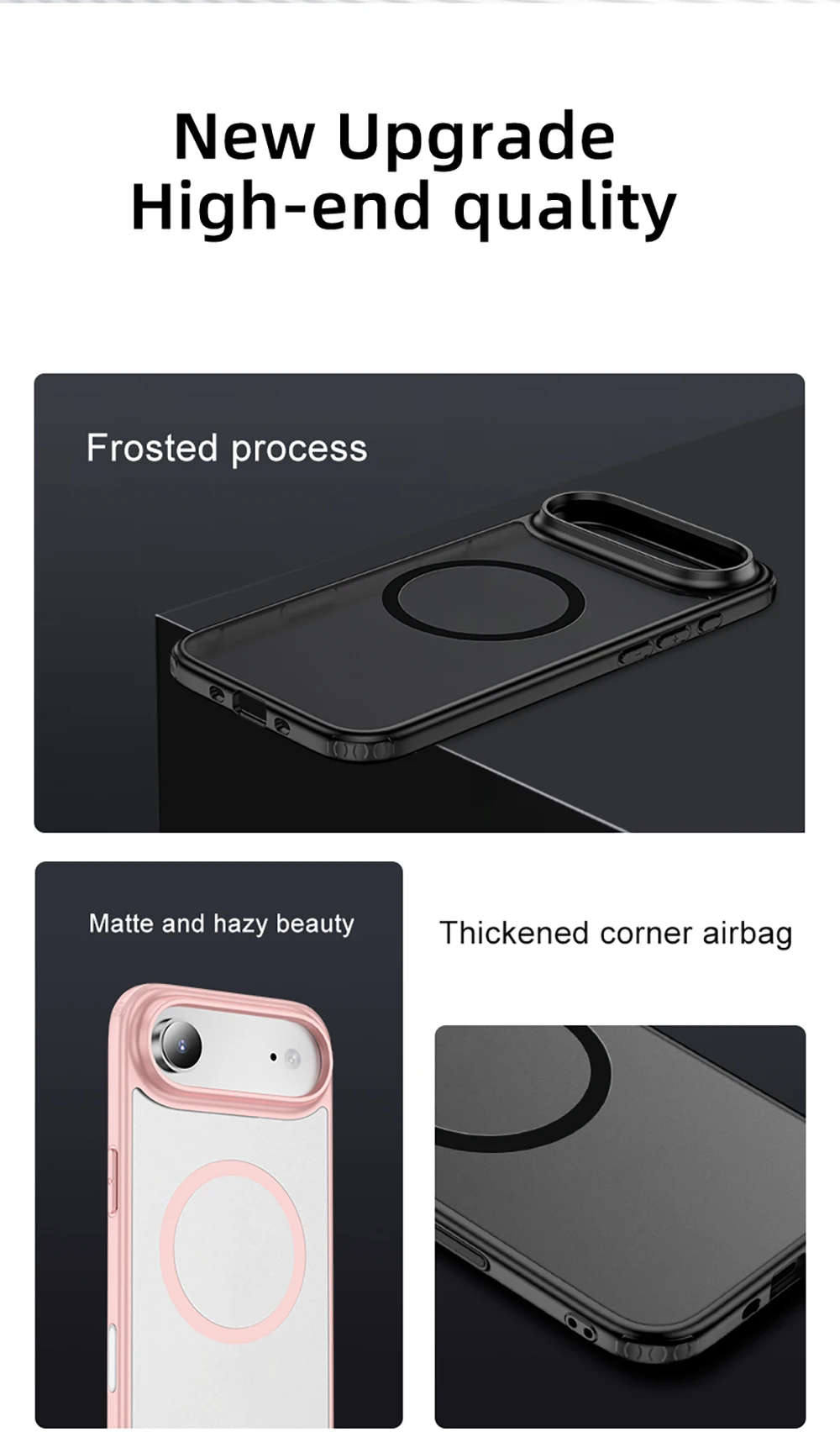 product laudtec magnetic matte phone cases for iphone 17 air 16 15 13 pro max charging luxury cover skin feel shockproof shell sjk1094-3