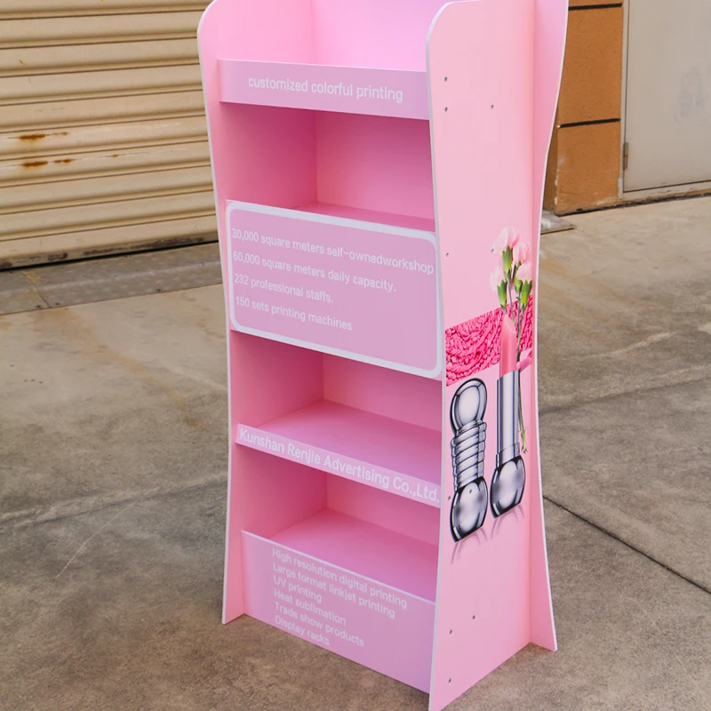 Custom Advertising Display Racks Pop PVC Foam Cardboard Display Custom White 4 Shelves Supermarket Product Display Stand