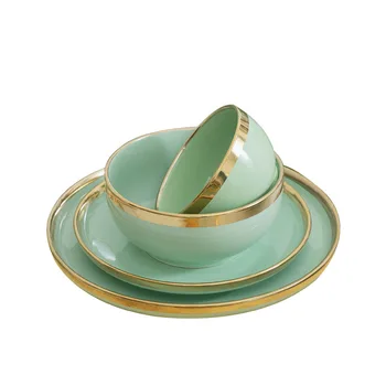 3pcs Luxury Embossed Gold Royal Style Bone China Dinnerware Dishwasher Safe Porcelain Dinner Sets Customized Eco-Friendly
