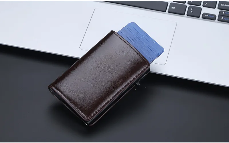 Baellerry Fashion Trend Pu Leather Cover Ultra Thin Automatic Popup RFID Card Holder