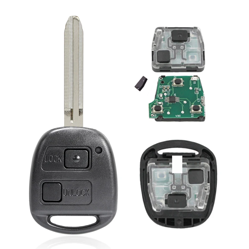 433Mhz 2-Button Remote Car Key Shell 4D67 Chip Compatible for Toyota RAV4 Prado Tarago Klur Avensis 2003-2010 TOY43 Blade Key