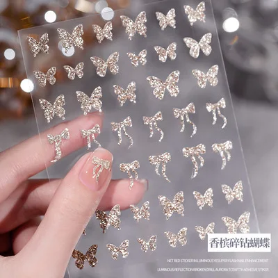 3d Sliver Nails Stickers Mental Butterfly Rabbit Rose Decals Nail ...