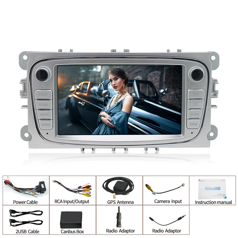 Android 10.1 2 Din 1+16G GPS Car Multimedia Player Dashboard Reverse Aid 1 Year for Ford/Focus EXI MT 2 3 Mk2/Mk3/S-Max/Mondeo