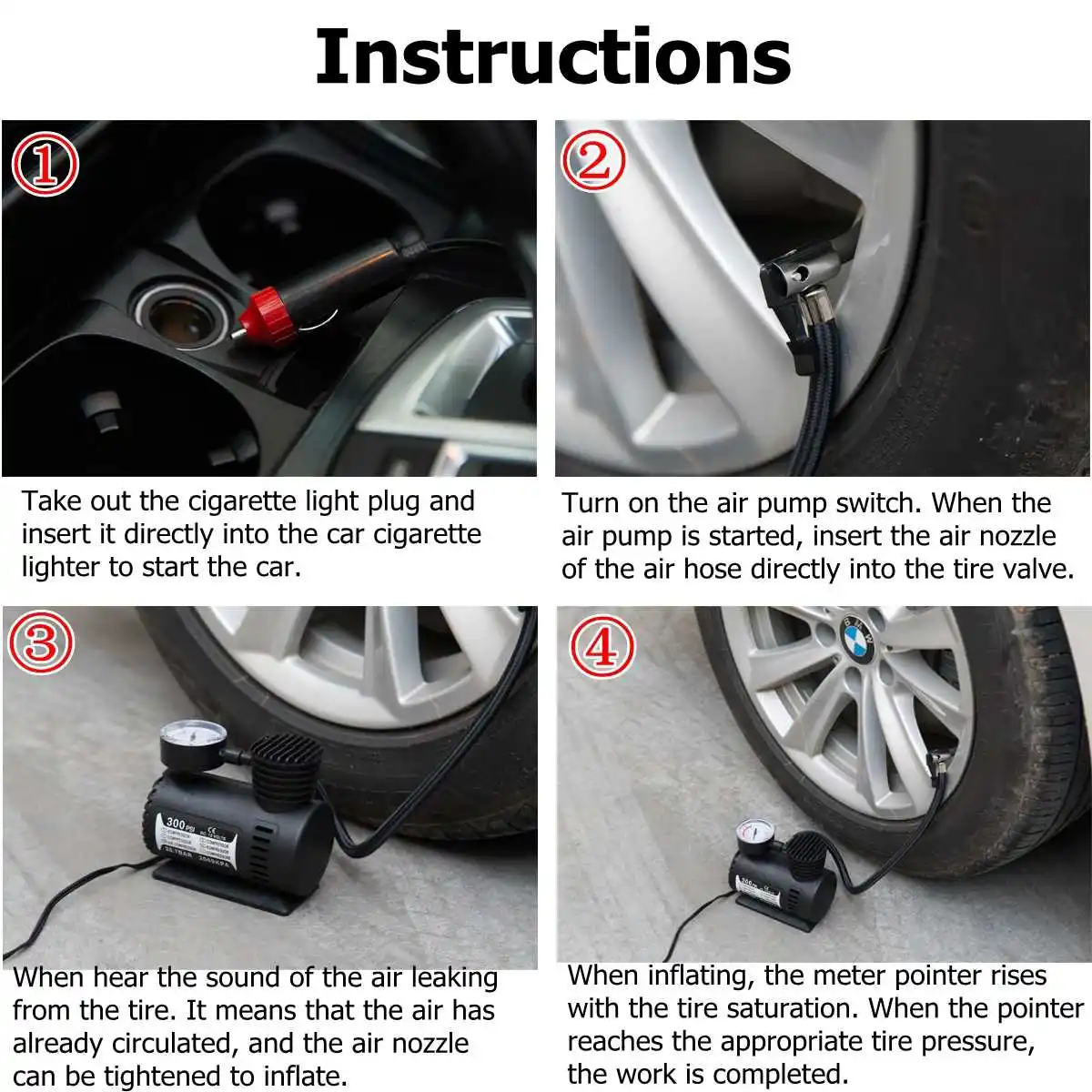 cigarette lighter car tire pump 12v Electric Portable Mini Air Compressor Pump for Car Tire Inflator