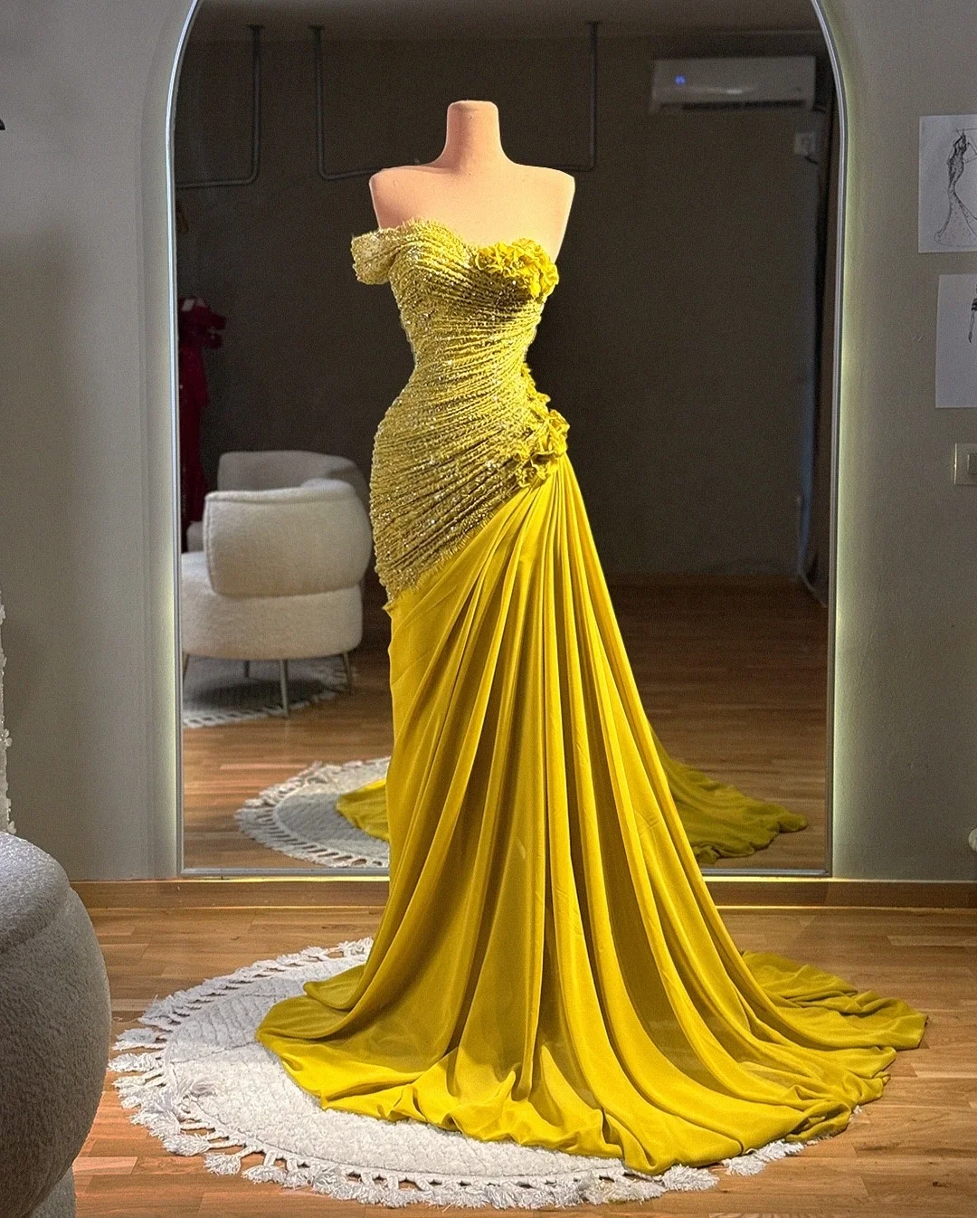 slim fit dress slacks Modest Saudi Arabia Prom Dresses Ankle Length Tulle Puffy Long Sleeves  Women Formal Evening Party Gowns SEW03592 main image 1