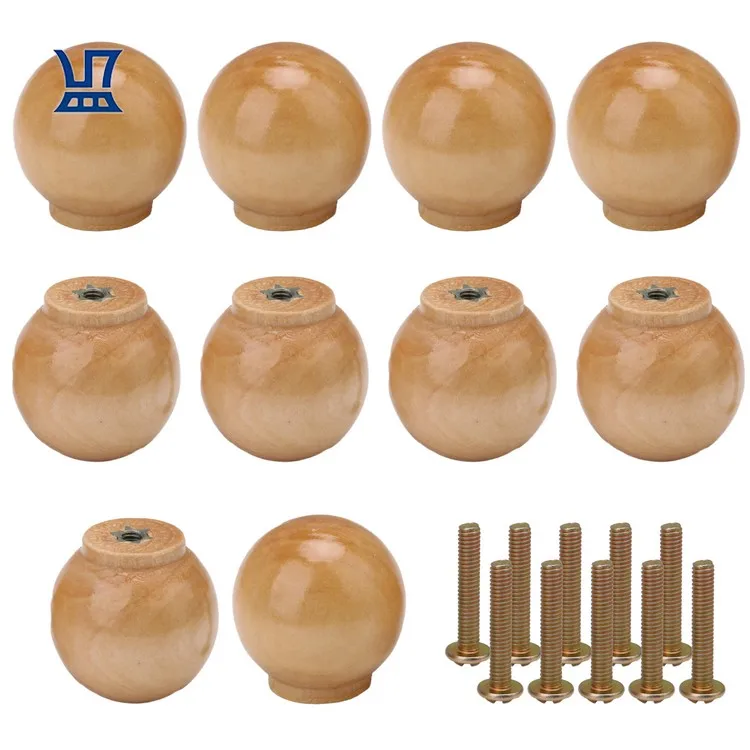 BQLZR высокое качество одно отверстие 4 мм шариковая форма из массива дерева маленькая круглая деревянная ручка мебельные ручки и ручки круглая деревянная ручка