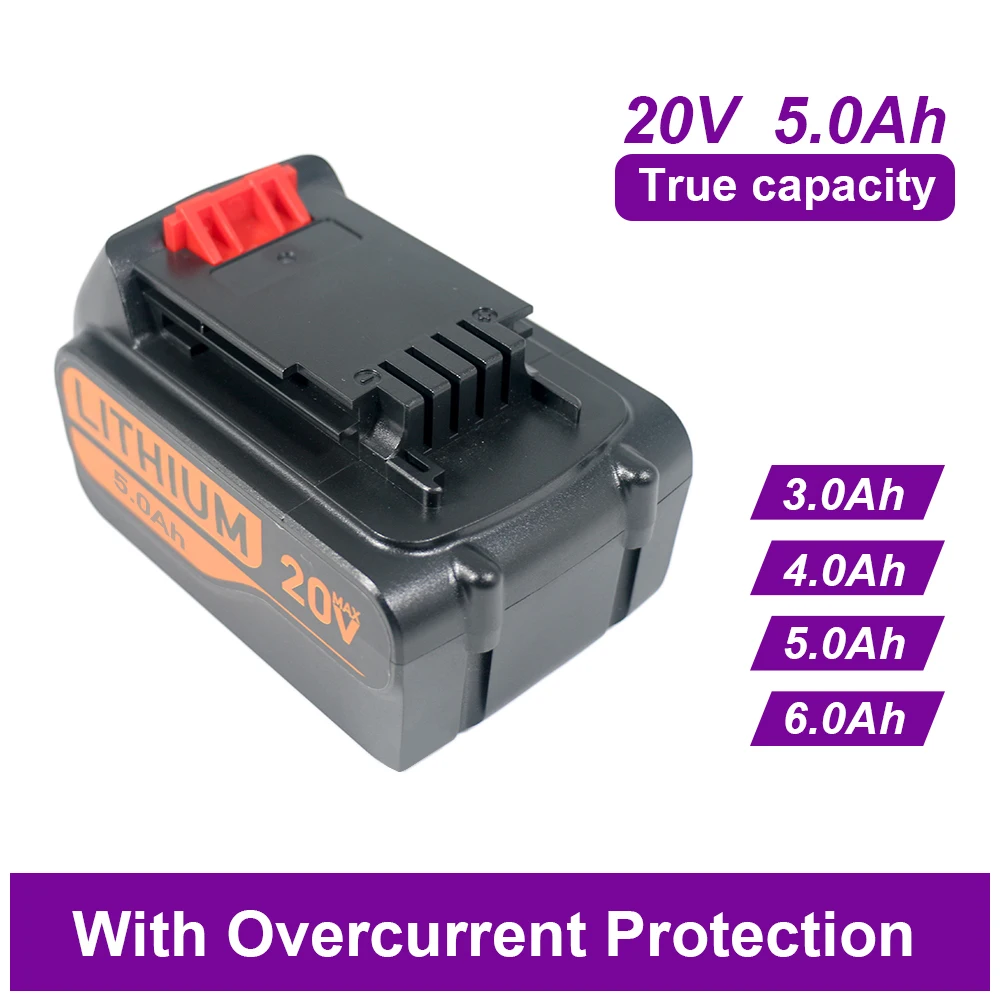 20V 3Ah 4Ah 5Ah 6Ah True-Capacity Cordless Oscillating Rechargeable Battery Universal Replacement Power Tool 20V Lithium Battery