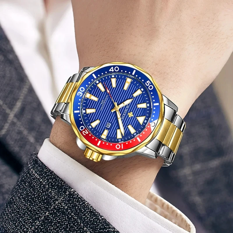 Wwoor 8847 Men's Gold Business Watch - Quartz & Stainless Steel