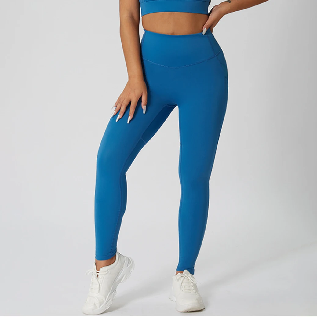 Oem Hot Sale 75% Nylon 25% Spandex Tight Zipper Pockets High Waist