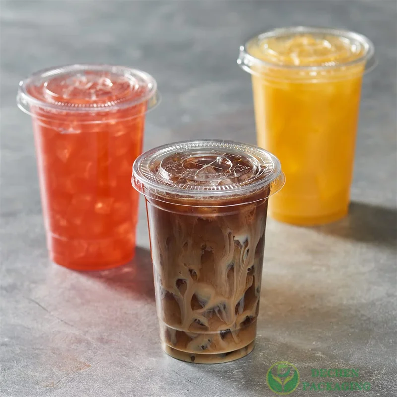 Boba Drink Cups Disposable Plastic Cup With Lid