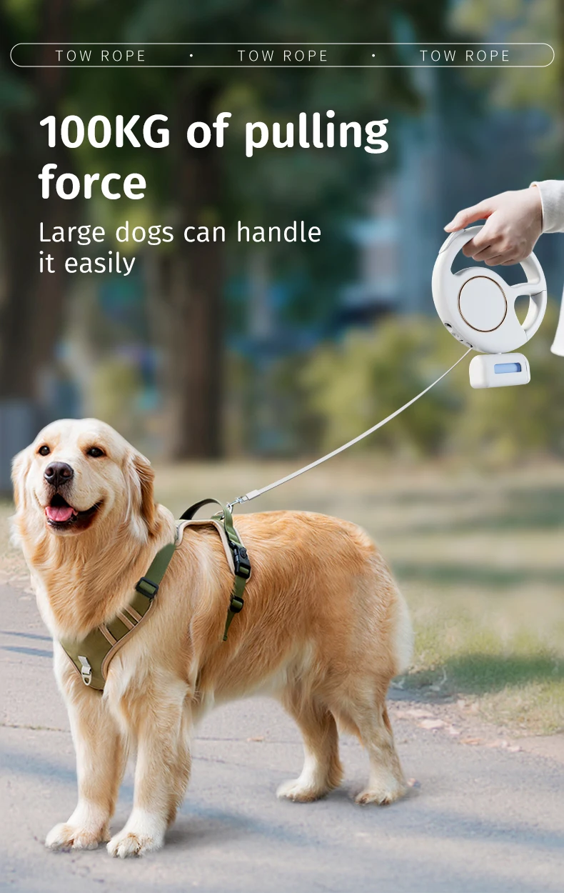 Wearable Dog Leash Trash Storage Brake Pause Automatic Lock Strong