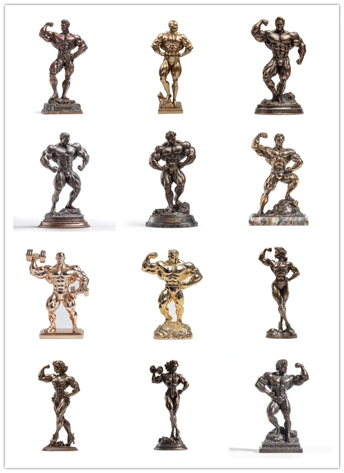 女性ボディービルダーラテラルポーズ像彫刻ブロンズボディービル