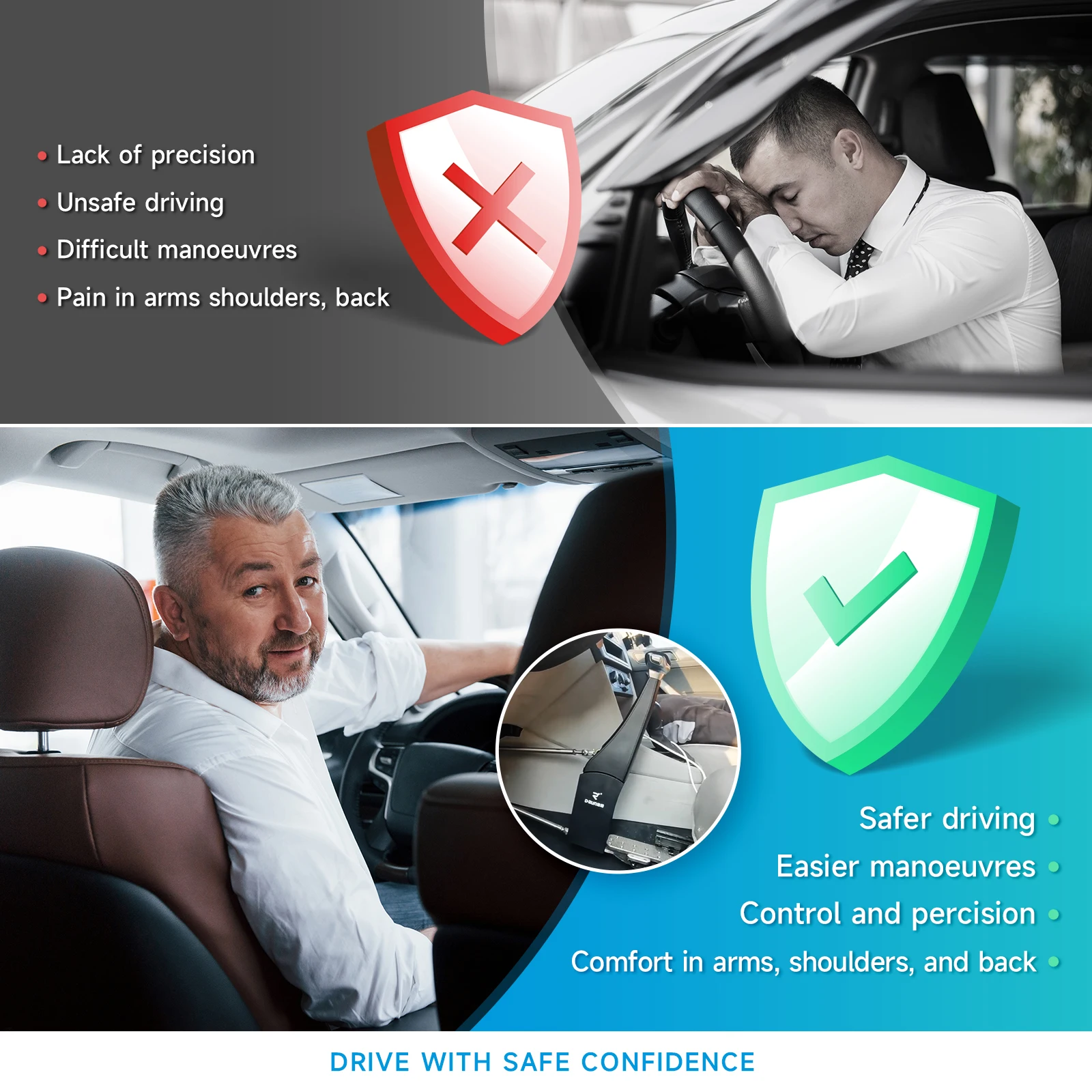 Handicap Hand Control for Disabled Drivers Car Driving Assistance Push Pull Control Brake Throttle