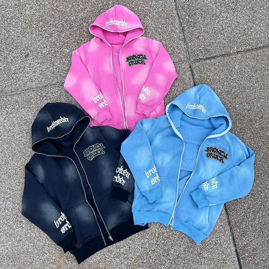 Custom Cropped Sweatsuit Jogging Zipper Track Suit Set Puff Printing Blank Flare Sweatpants and Hoodie Set