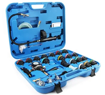 WNZ Universal Radiator Pressure Tester Kit - 15-Piece Coolant System Leak Detector With Toolbox
