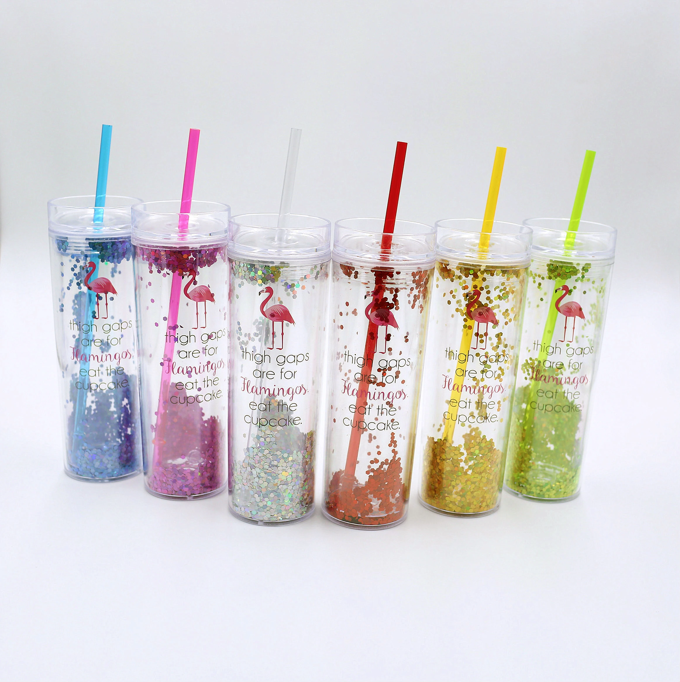 Sparkling Tulip Tumbler with Straw Pearl Chain and Lid 420ml Glass