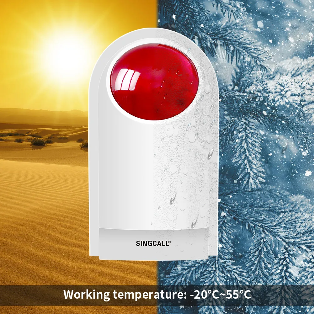 SINGCALL Home Security Bugalr Alarm System Call Button Pager Wireless Flash Strobe Siren for Toilet