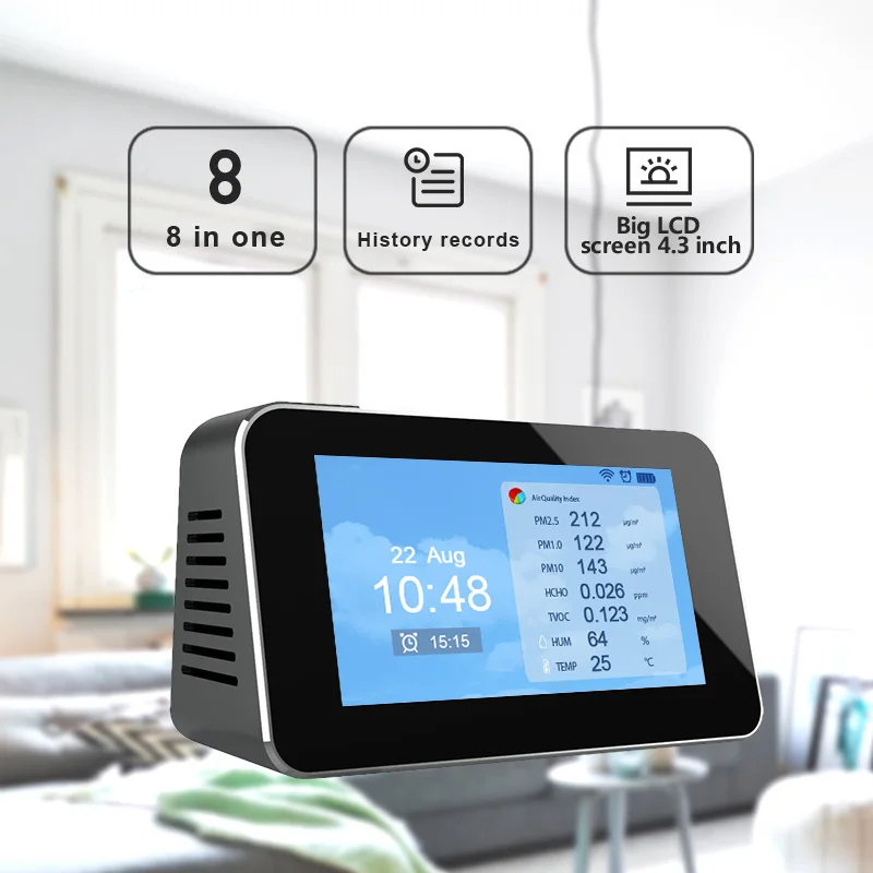 Детектор качества воздуха многофункциональный анализатор загрязнения PM2.5 TVOC формальдегида (HCHO) измеритель быстрый