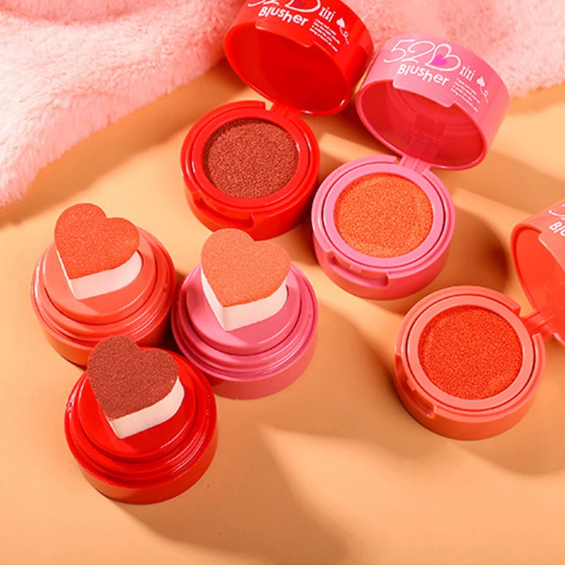 Женская осветляющая кожа, натуральные мягкие румяна розового, розового, красного, оранжевого цвета в форме сердца, подушка