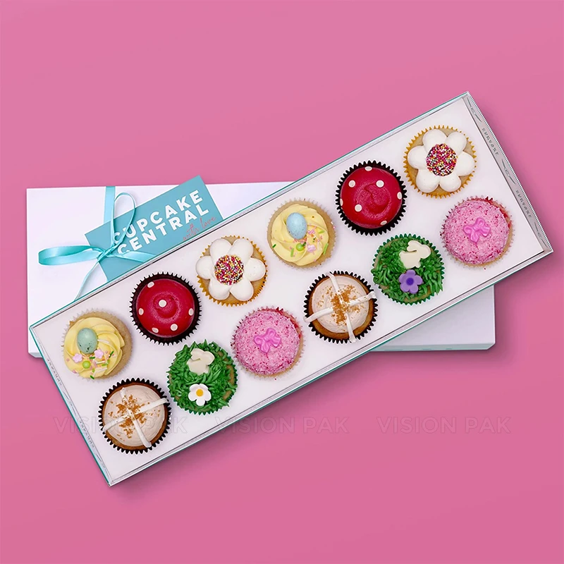 Custom Logo Printing Pink Gift Boxes Kraft Paper Boxes Crafting Cube Cupcake Boxes Cake Sweet Cookie Tiramisu